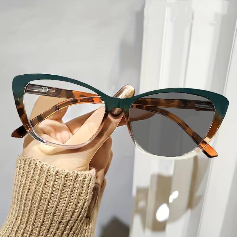 Stylish Cat-Eye Photochromic Anti-Blue Light Presbyopia Glasses Unisex High-Definition Ultra-Light Reading Eyewear 0 To +4.0