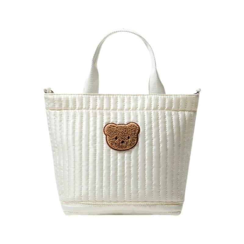 

Travel Bag Embroidery Bear Pattern Diaper Bag Crossbody Bag Multiple Compartment Shoulder Bag Large Capacity Mom Bag коричневый