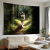 1Pc Wolf Forest Woodland Tapestry Wall Hanging, Decorative Fabric Poster for Bedroom, Living Room, Dorm & Home Decor