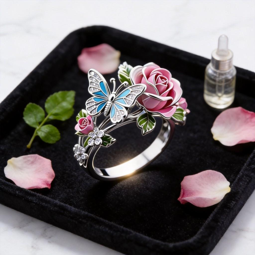 Chinese Style Butterfly Open Ring With Alloy Material For Womens Fashion Jewelry