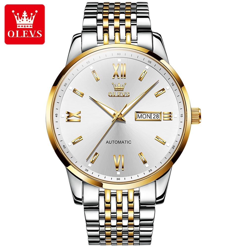 OLEVS 6777 Luxury Brand Custom Oem logo Fashion Classic Business Waterproof Stainless Steel Automatic Mechanical Watch for Man