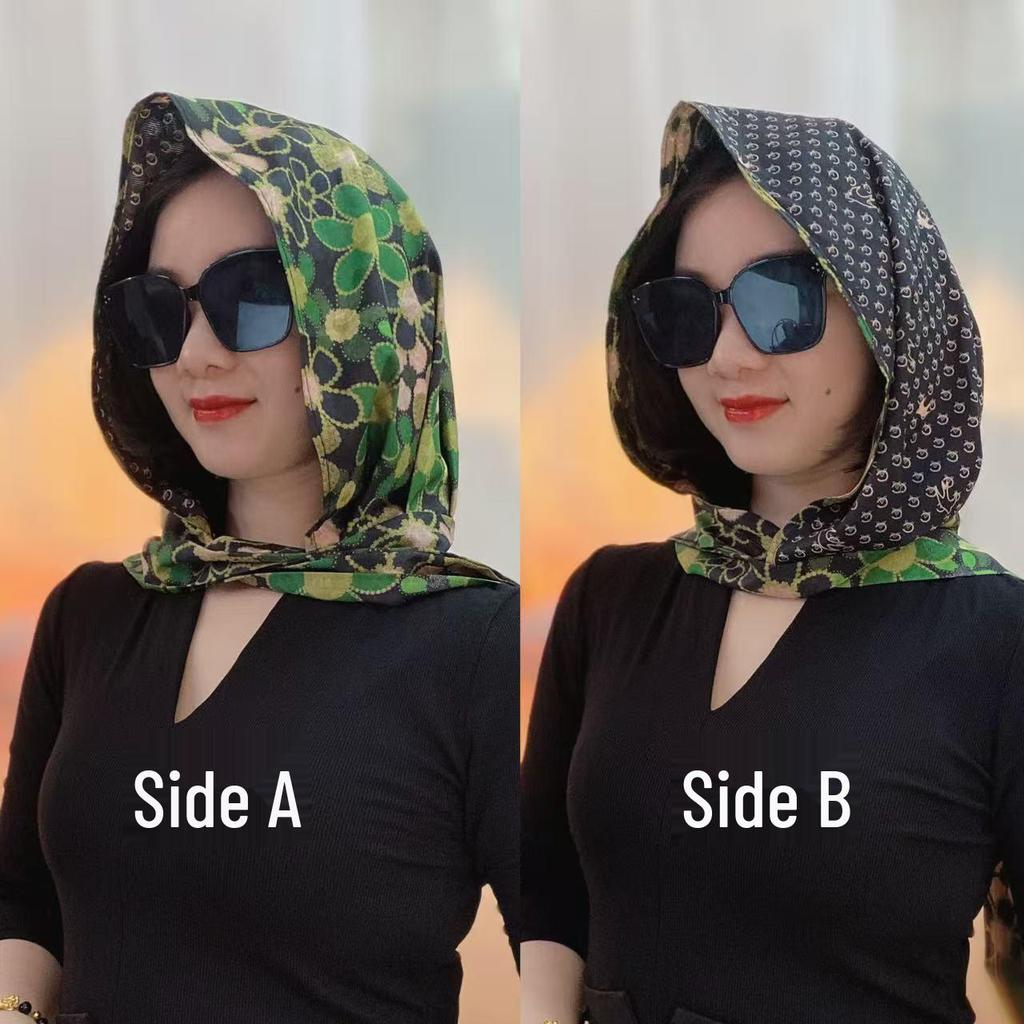 Damen Kapuzenschal aus Seide: Frühlings-/Sommer-Sonnenschutz-Schal, Multifunktionales und vielseitiges Stirnband-Hut