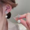 Zircon Snowflake Imitation Pearl Earrings - Light Luxury Silver Studs for Women