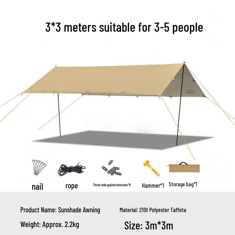 Portable Camping Tarp Tent with UV and Rain Protection 3x3m