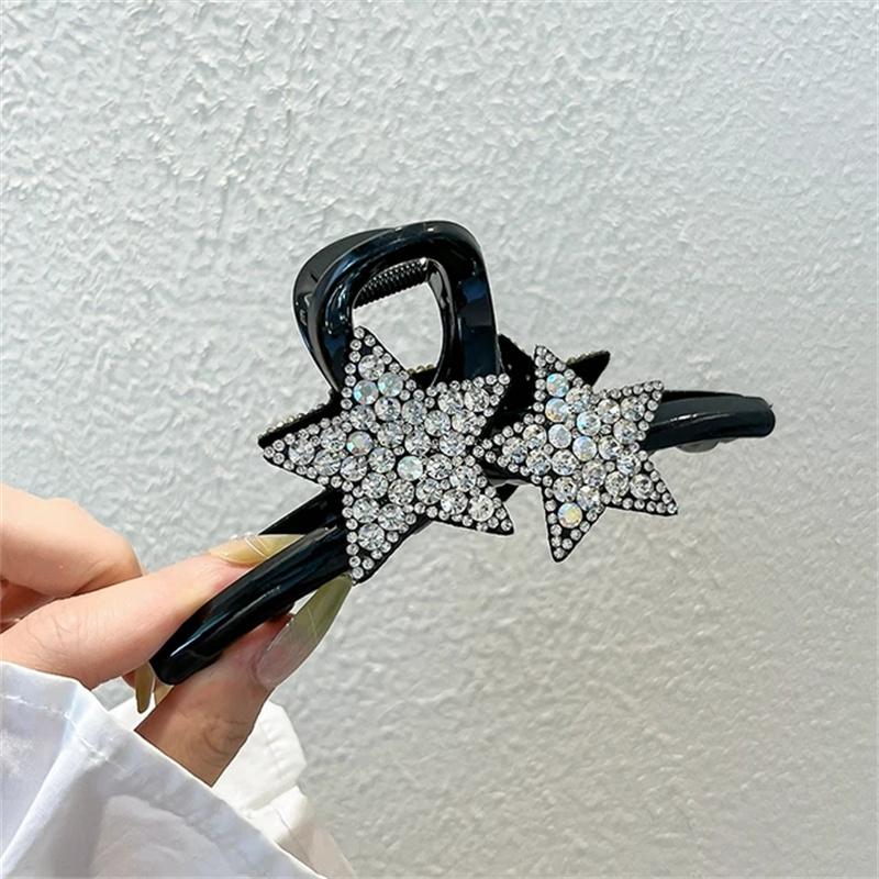 Shining Rhinestone Grab Cawl Clips Women Pentagram Shape Hair Clips Head Back Spoon Hairpin Girls Hair Accessories Jewelry