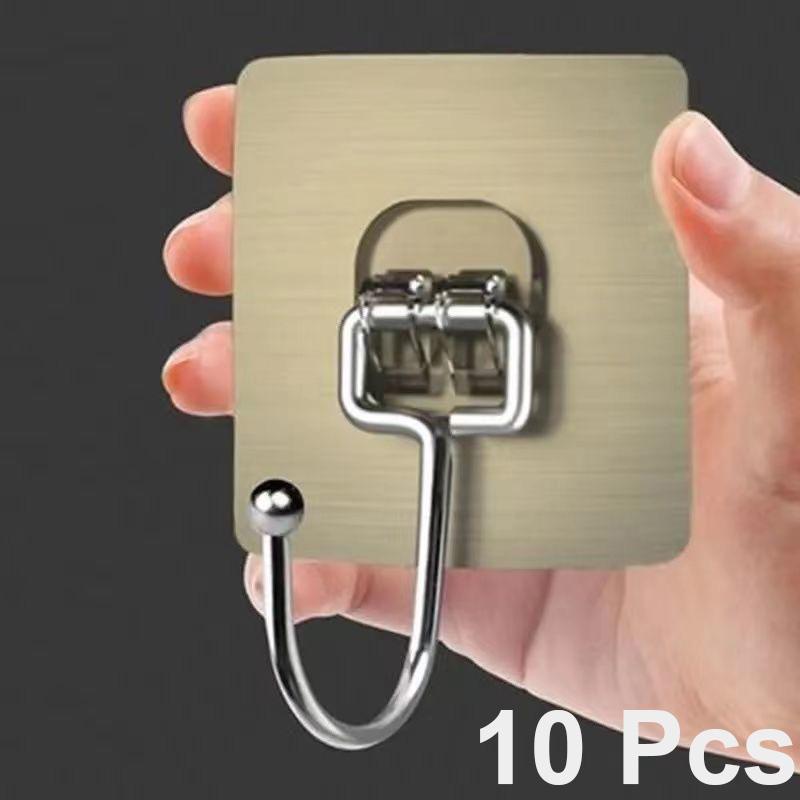 

5/10 шт. крючок из нержавеющей стали, прочный самоклеящийся настенный крючок без перфорации, крючок для органайзера для ванной, аксессуары для дома 10pcs