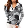 Leichte Kapuzenjacke mit Reißverschluss und Taschen für Damen, Langarm, Camouflage, Sonnenschutzjacke für Outdoor-Aktivitäten