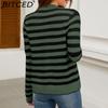 BITCED Autumn/Winter Women's Striped Knitted Cardigan with Buttons