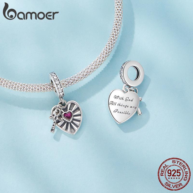 AMOER Solid 925 Srebro Sterling Różowe Serce Charm Koralik pasuje Oryginalna Bransoletka i Naszyjniki Biżuteria Bamoer Infinity Love Charm