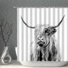 Animal Cow Shower Curtains Art 3D Printing Long Yak In The Grass Natural Scenery  Bath Curtain Polyester Cloth Bathroom Decor