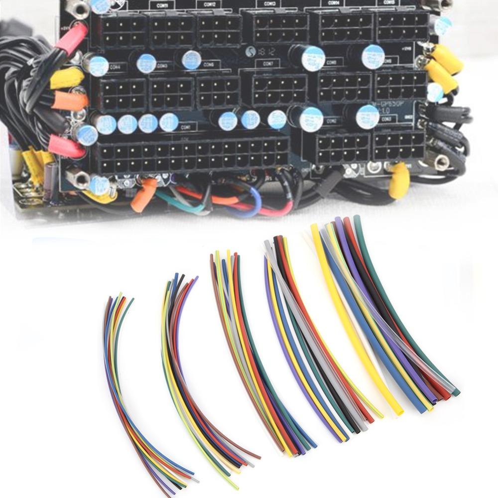 55 PCS 2:1 Ratio Heat Shrinkable Tube Polyolefin Colorful Heat Shrink Tubing Kit Durable 5 Sizes Shrink Wrap Tubing