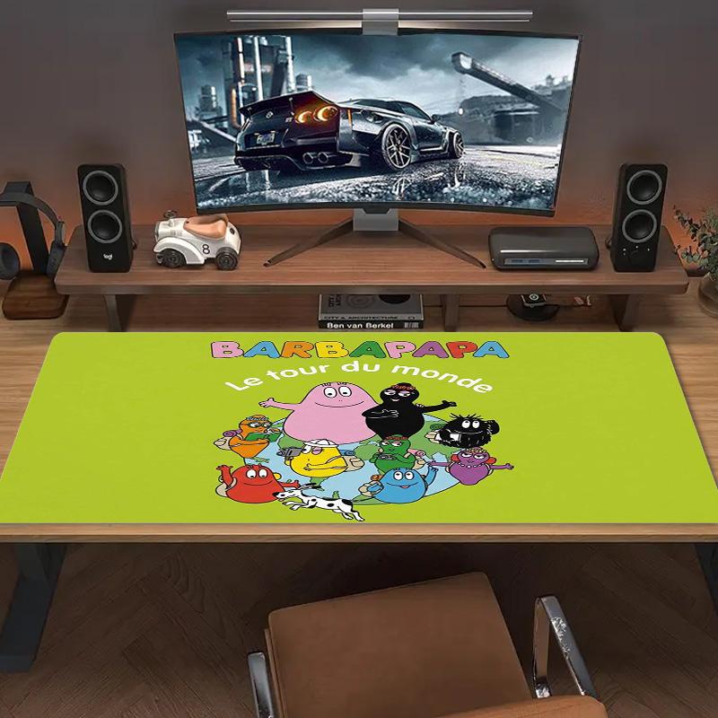 Barbapapa Color Mouse Pad Large Gaming Table Cushion Non-slip Laptop Tablet Big Mousepad XXL Mat Mini PC Playmat With Lock edge