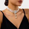 DIEZI Luxury Imitation Pearl Necklace Bracelet Vintage Water Drop Stone Beads Jewelry Sets Elegant Wedding  Party New Jewelry