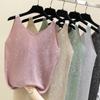 2024 Iskald Silke Rhinestone Camisole: Allsidig Ermeløs Sommer Topp