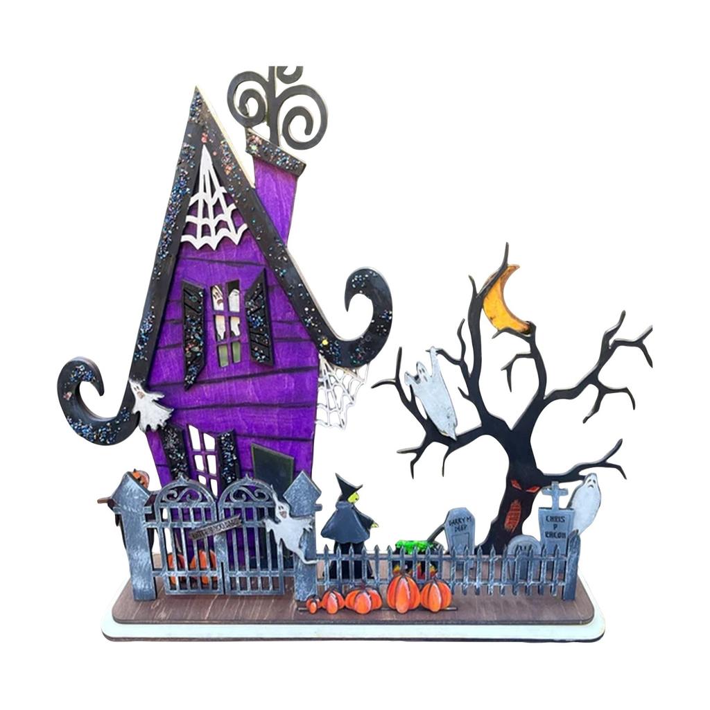 Halloween Witch  House Home Party, Yard Decoration Props, Wooden Ornaments, Halloween Ornaments