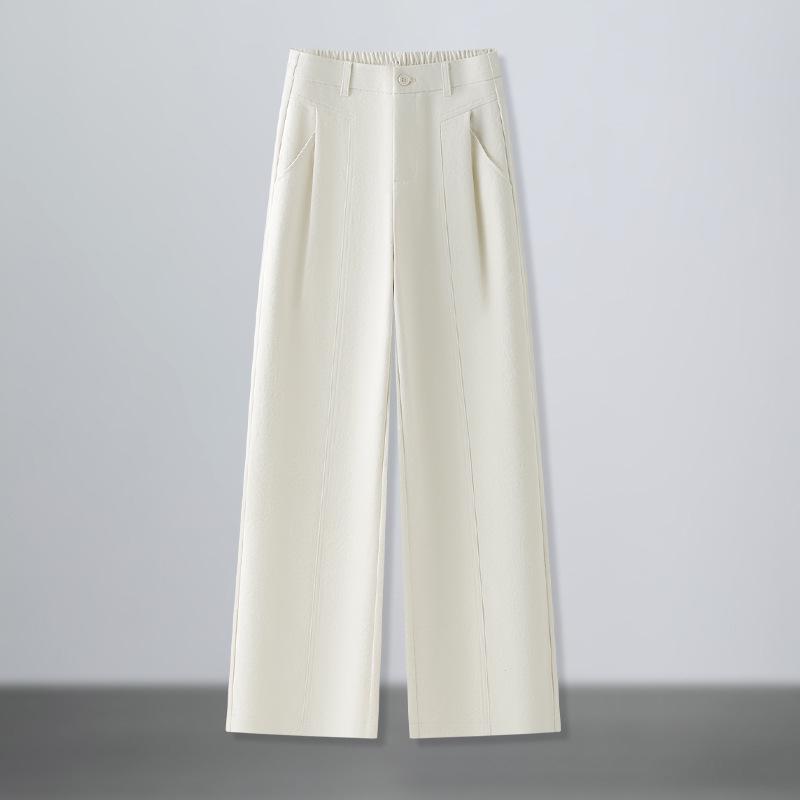 Hengyuanxiang Women's Cotton High Waist Slimming Wide-Leg Pants - Elastic, Casual, Drapey Suit for Spring/Autumn