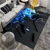 Abstract Geometric Carpet with Black and Blue Pattern Design Suitable for Use As an Anti-slip for Living Room Bedroom Sofas
