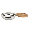 304 Stainless Steel Mixing Bowl Serving Bowl With Wood Lid Food Storage Salad Bowl For Kitchen Cooki