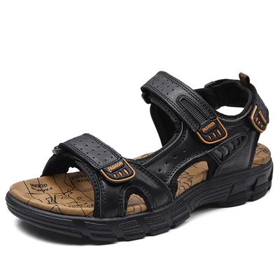Sandales d'été pour hommes en cuir véritable de mode, chaussures de randonnée et de trekking antidérapantes pour hommes, pantoufles de plage, baskets décontractées 2025