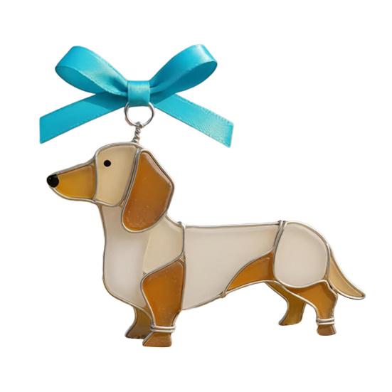 Colorful Dog Acrylic Suncatcher Stained Glass Corgi/Bulldog/Chihuahua Ornament Window Christmas Tree Hanging Decor with Bow Holiday Gift for Dogs