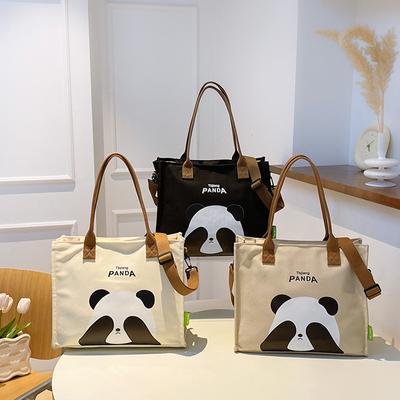 Spring and Summer Cute Girl Messenger Bag Women's New Large-capacity Women's New Commuter Shoulder Bag Panda Canvas Bag