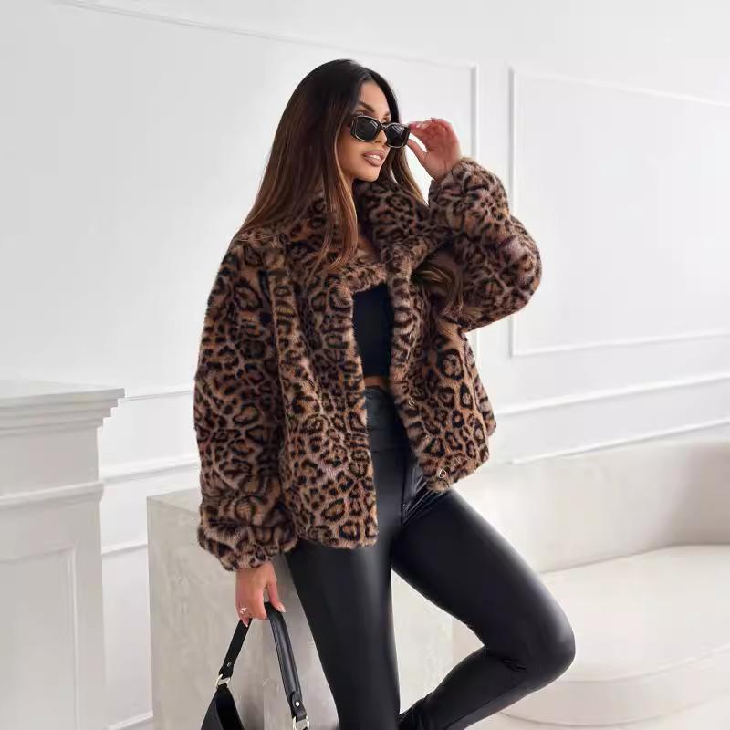 Casual Loose Outerwear Autumn Winter Woman Tops Fashion Leopard Printing Women Coats Jackets Cardigan Clothes