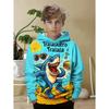 Autumn Winter Shark 3D Printed Hoodies Fashionable Casual Warm Sports Long Sleeved Children's Boy Hooded Sweatshirts