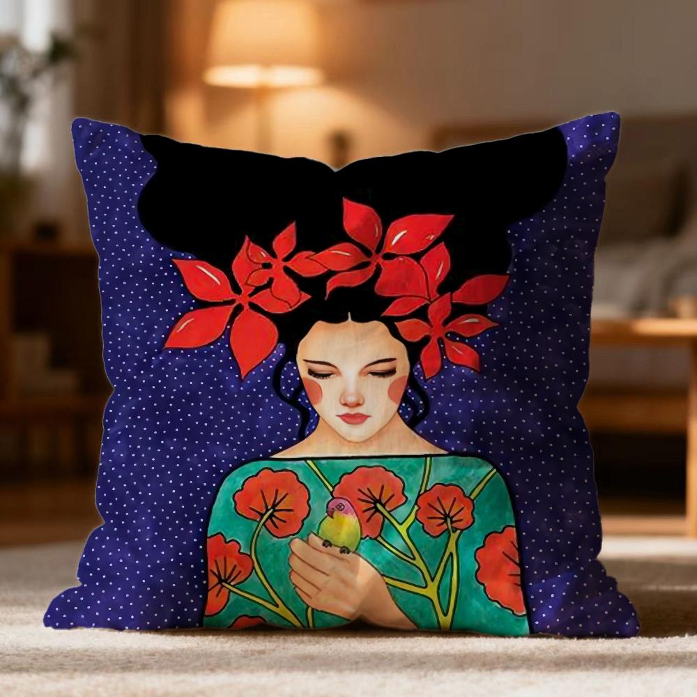 Fashion Vintage Oil Painting Cushion Cover Soft Washable Pillow Case Multi-Scene for Couch Bed Travel Office Use