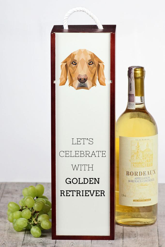 Golden Retriever - Geometryczne Pudełko Ze Zdjęciem I Napisem Na Wino Marki Art-Dog