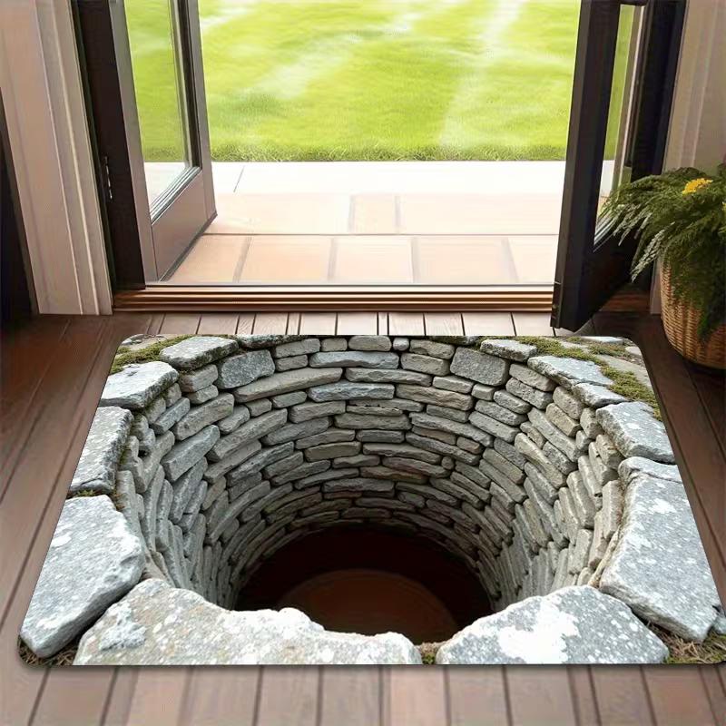 Covor de ușă cu iluzie optică 60*90CM, Covor de bun venit plat 2D Potrivit pentru uz interior și exterior, Perfect pentru uși de intrare, holuri, dormitor
