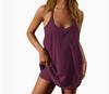 2025 Summer Sleeveless Solid Color Dress with Thin Straps & Pocket