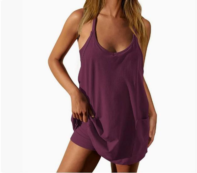 2025 Summer Sleeveless Solid Color Dress with Thin Straps & Pocket