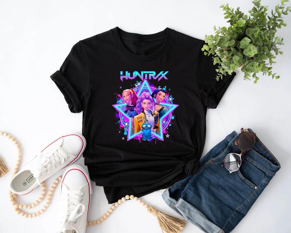 Kpop Hunters Tshirt Demon Huntrix Fan Gift Anime Cartoon Style Unisex Top Tee S