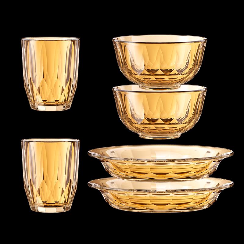 LOCK&LOCK Crystal Amber 6-Piece High Borosilicate Glass Food Container Set