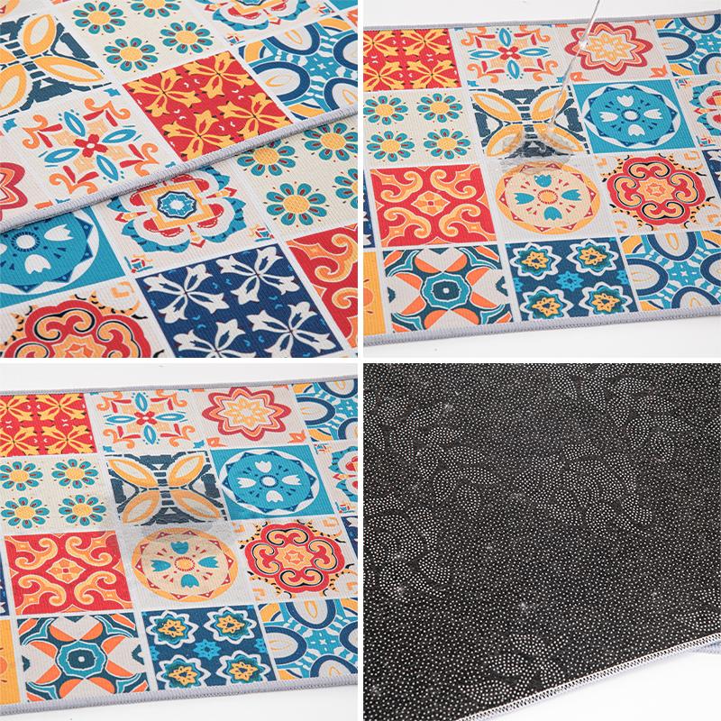 Printed Kitchen Rug Non-slip Kitchen Floor Mat Bathroom Hallway Absorbent Footmat Crystal Velvet Bedroom Floor Carpet Home Decor