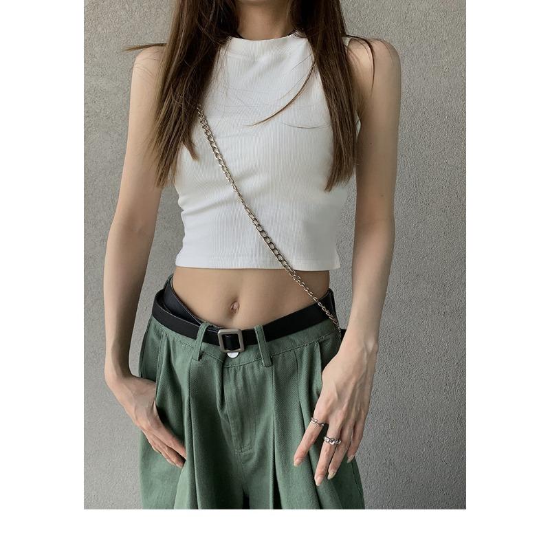 Sport-Baumwoll-Camisole mit integriertem BH, einfarbig gestricktes ärmelloses Top für Damen