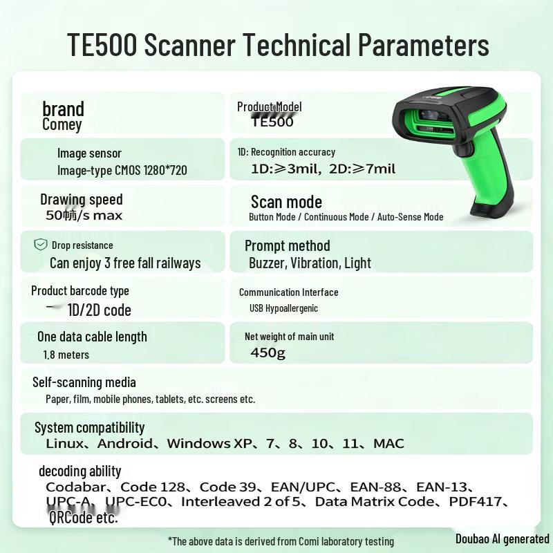 Comix TE500 Wired 2D Barcode Scanner