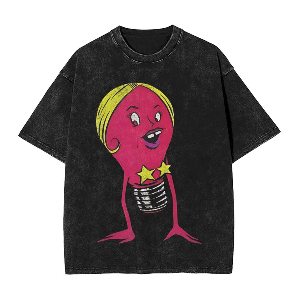 Camiseta Retro para Hombre de la Banda Queen of The Stone Age Lavada Camisetas Divertidas Manga Corta Cuello Redondo Ropa de Algodón Puro