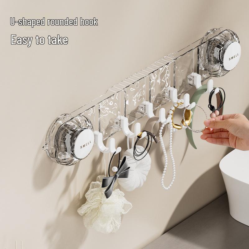 Punch-Free Rotating Suction Cup Bathroom Hook Hanger - Strong Load-Bearing, Seamless Adhesive, Toilet Door/Wall Use