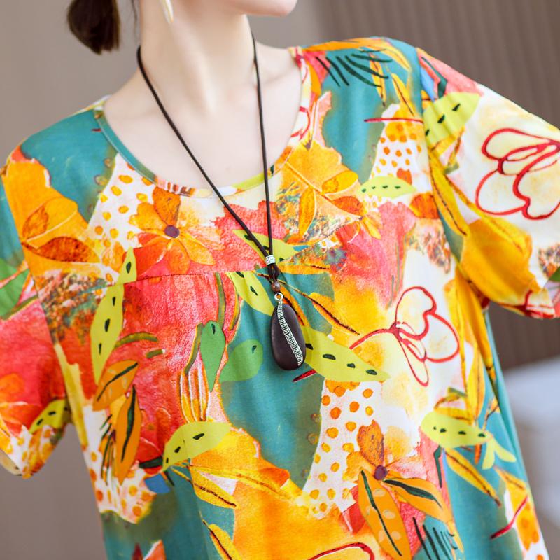 Plus Size Eleganckie sukienki letnie Luźne sukienki typu oversize z krótkim rękawem w stylu vintage Kobieta