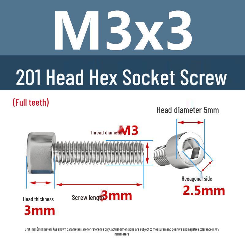 Yigu 201 Stainless Steel Cup Head Hexagon Screws and Bolts - M3, M4, M5, M6