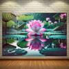 Pink Lotus Pond Tapestry, Water Lily Reflection Background Cloth, Zen Nature Wall Decor