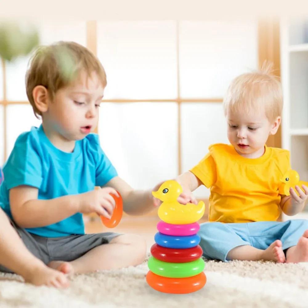 Bebek Montessori Oyuncak Yuvarlanan Top Kulesi Gökkuşağı İstifleme Halkaları Eğitici Gelişim Oyunları Raylı Bulmaca Halka Oyuncakları Çocuklar İçin