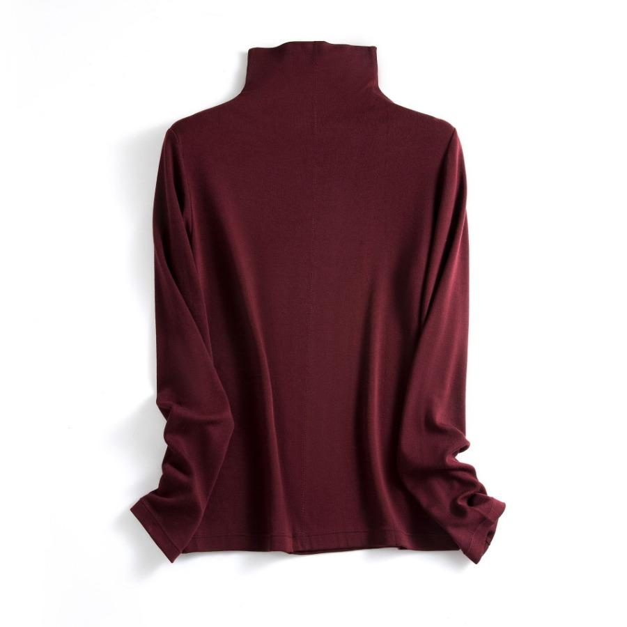 Cashmere Protein Essence Basic Shirt Women's Warm Pullover Iron Free High Collar Stacked Collar Underwear T Shirt Women