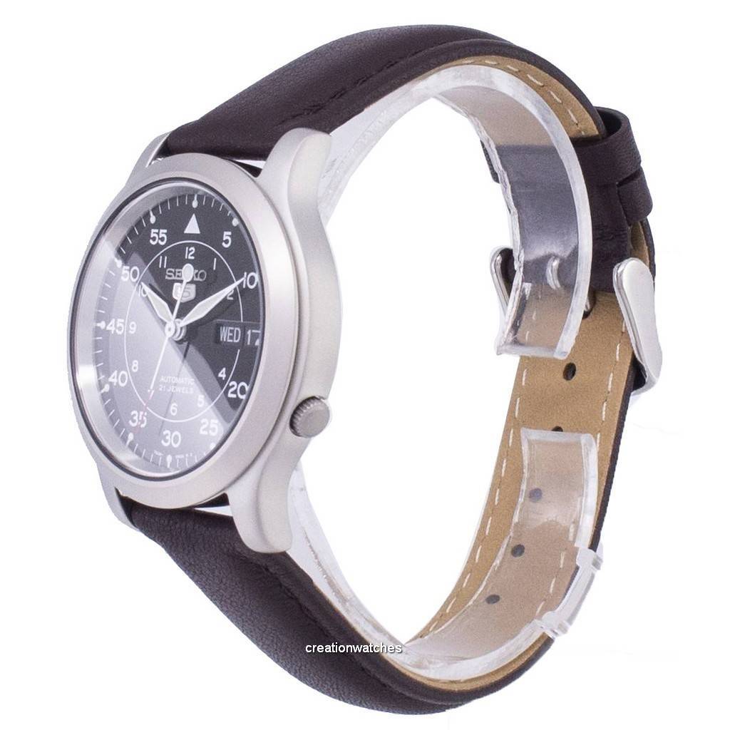 Refurbished Seiko 5 Military Brown Leather Strap Automatic SNK809K2-var-SS4 Men's Watch
