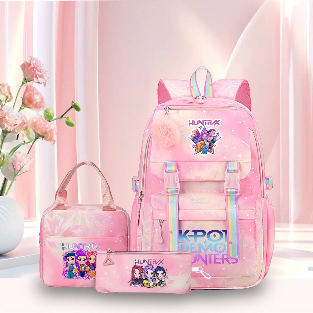 K-Pop Witch Hunters Cartoon Printed Student Pencil Bag Lunch Bag Three-Piece Backpack