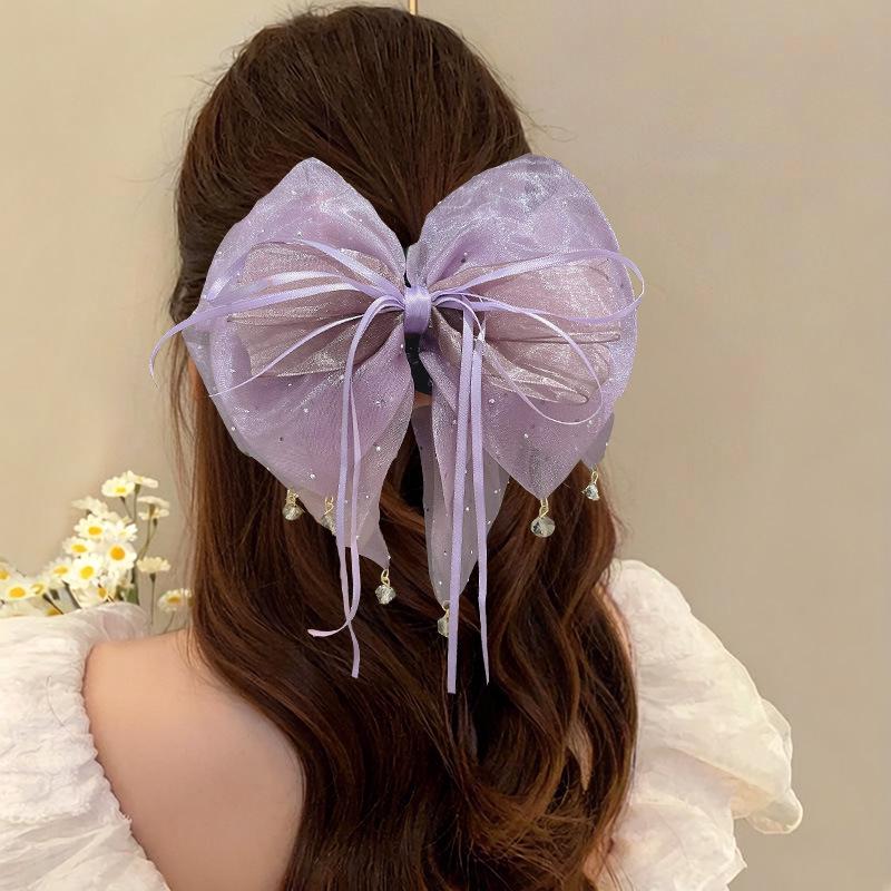 Elegant Retro Satin Bow Hair Clip for Women - Perfect for Low Ponytails and Head Ornaments