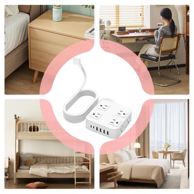 USB Charging Strip 3.6A 6 USB Ports Charging Station US Standard Socket Strip With Cable For Tablet Computer Laptop Phone