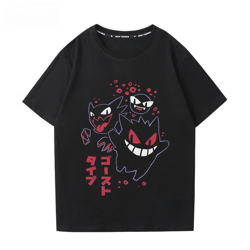

Pokémon Gengar Printing Tee Pure Cotton Tshirt Mens 2026 Summer Fashion Oversize Street Casual Y2K Tops Streetwear Clothing M