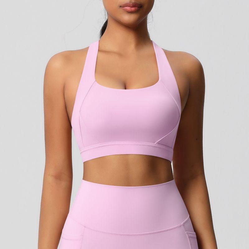 Nude Feel Brushed Yoga Bra Women's High Strength Shockproof Push-up Running Exercise Underwear Beauty Back Cross Fitness Vest